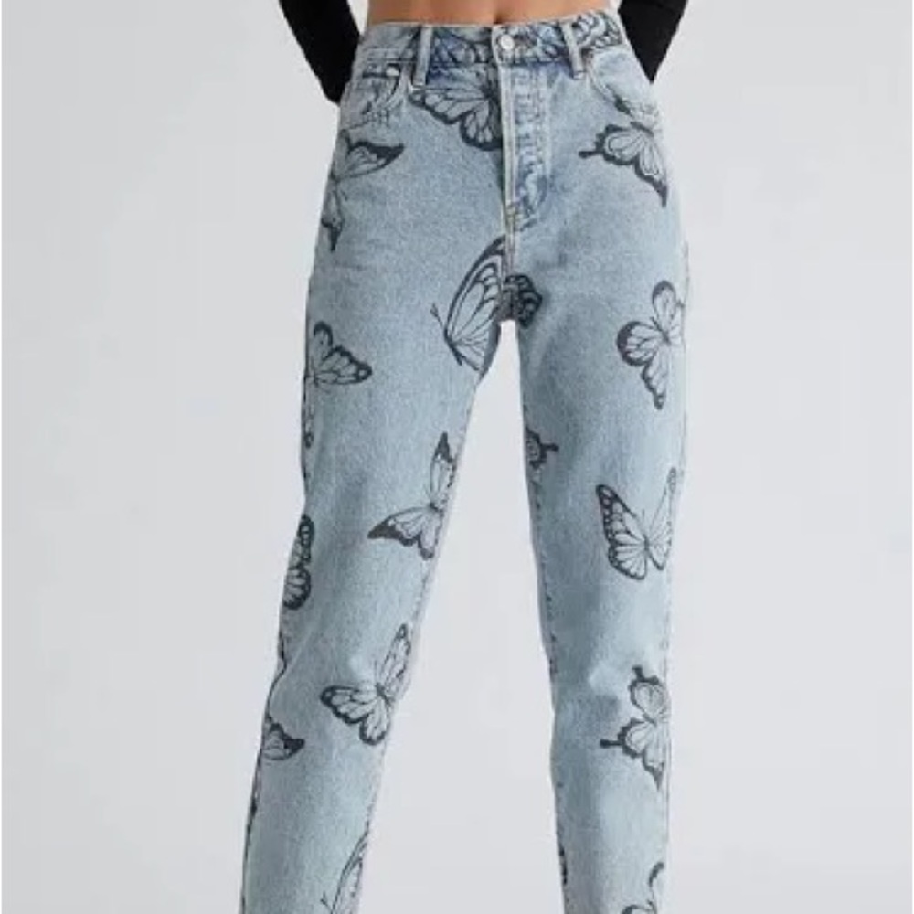 Pacsun high waisted jeans with butterfly pattern